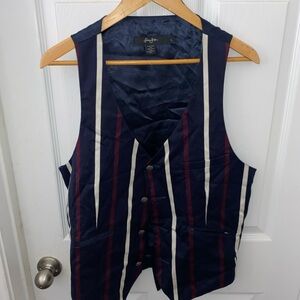 Large Slim Fit Vest Impress OG Waistcoat Sean John Blue White Red Pinstripe